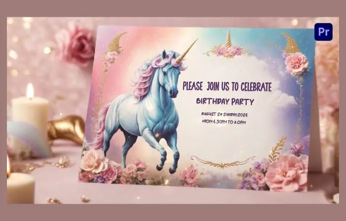 Magical 3D Unicorn Themed Birthday Party Invitation Slideshow